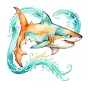 shark ocean waves tattoo design idea