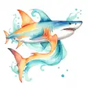 shark ocean waves tattoo design idea