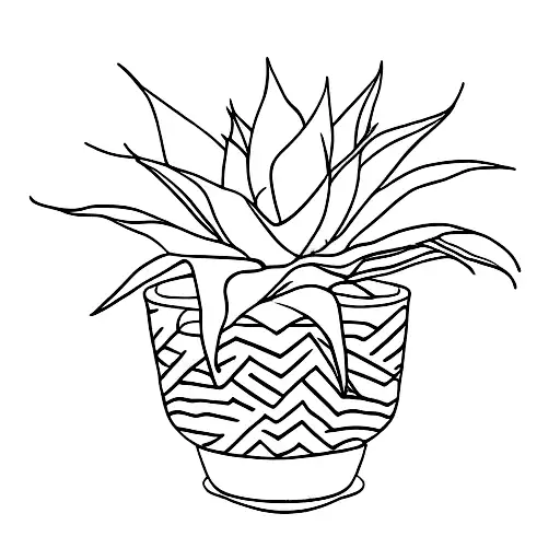 aloe plant in pot tattoo design idea