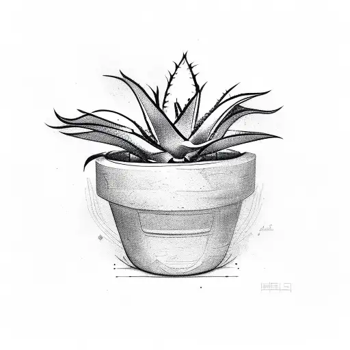 aloe plant in pot tattoo design idea