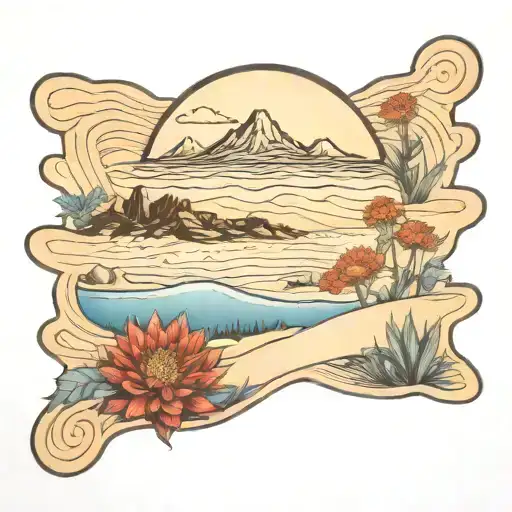 Dunes indian blanket flowers agave tattoo design idea