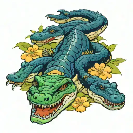 florida alligators Orange blossoms tattoo design idea