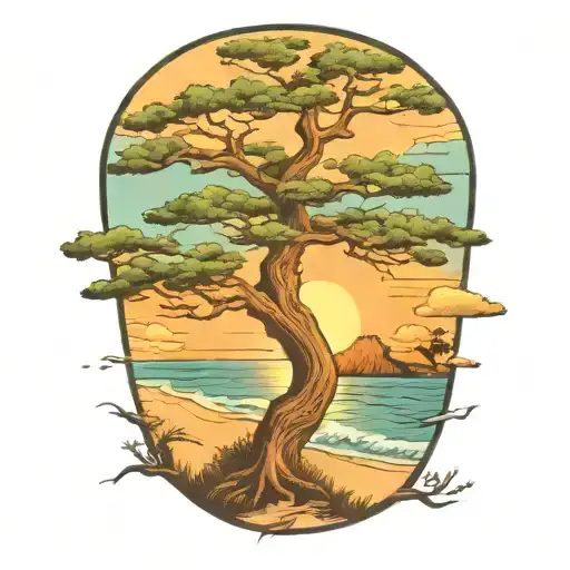 beach wahoo live oak tree tattoo design idea