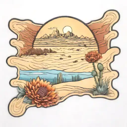 Dunes indian blanket flowers cactii tattoo design idea