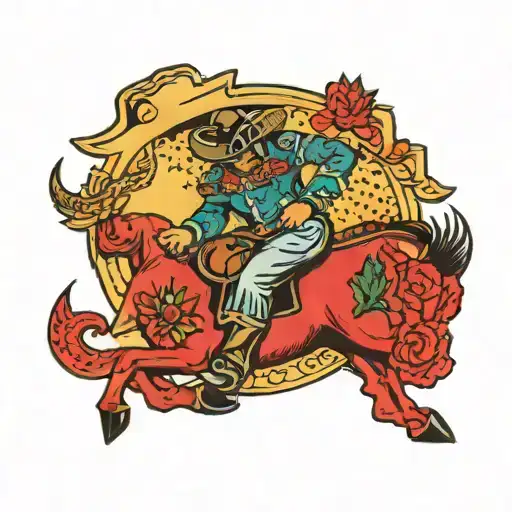 matador with cactus arena tattoo design idea