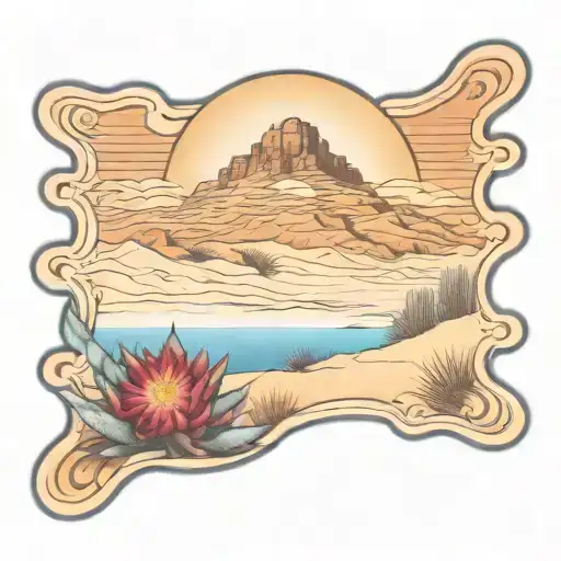 Dunes indian blanket flowers palms agave tattoo design idea