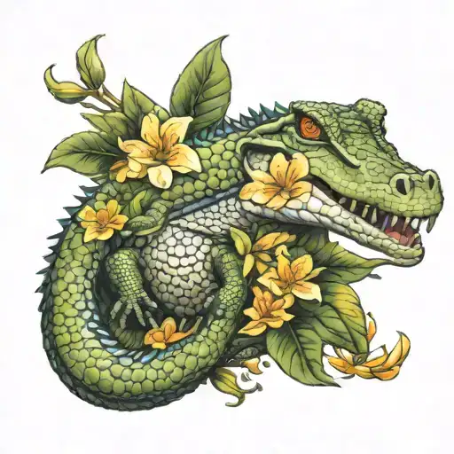 florida alligators Orange blossoms tattoo design idea