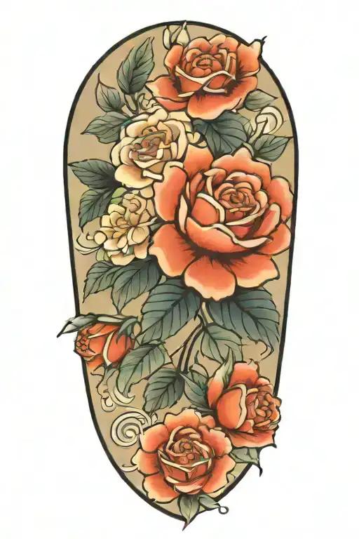 Roses floral midnight tattoo design idea