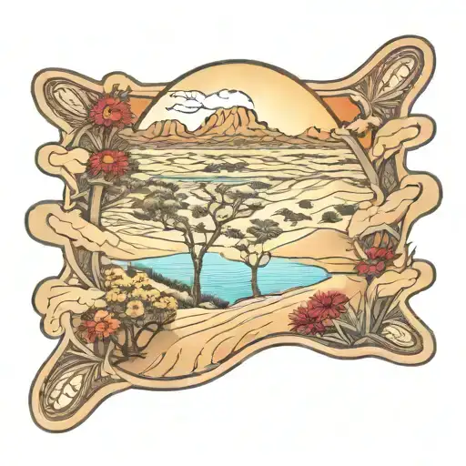 Dunes indian blanket flowers live oak trees tattoo design idea