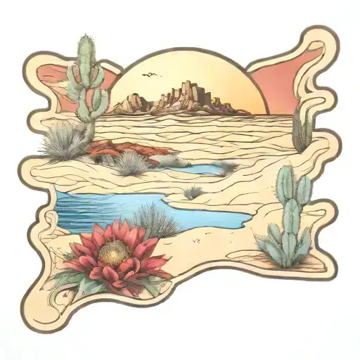 Dunes indian blanket flowers agave tattoo design idea