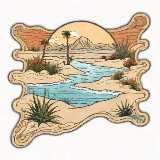 florida dunes with indian blanket flowers and agave tattoo design idea