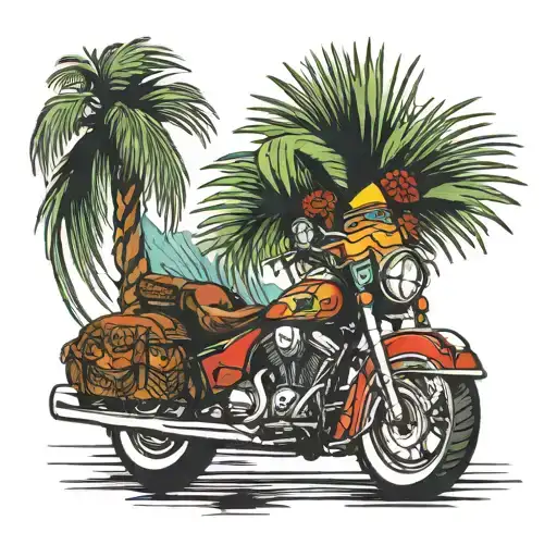 indian blankets palm tree motorcyle tattoo design idea