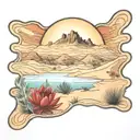 Dunes indian blanket flowers palms agave tattoo design idea