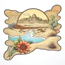 Dunes indian blanket flowers palms agave tattoo design idea