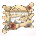Dunes indian blanket flowers palms agave tattoo design idea