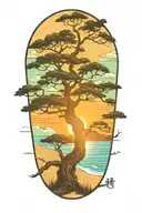 Alligator beach live oak tree sunset tattoo design idea