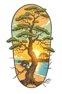 Alligator beach live oak tree sunset tattoo design idea