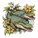 florida alligators Orange blossoms tattoo design idea