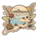 florida dunes with indian blanket flowers and agave tattoo design idea