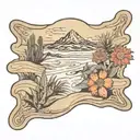 florida dunes with indian blanket flowers and agave tattoo design idea