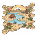 florida dunes with indian blanket flowers and agave tattoo design idea