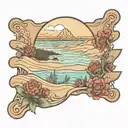 florida dunes with indian blanket flowers and agave tattoo design idea