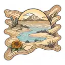 florida dunes with indian blanket flowers and agave tattoo design idea