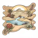 florida dunes with indian blanket flowers and agave tattoo design idea