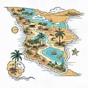 florida beaches mixed with arizona deserts tattoo design idea