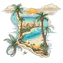 florida beaches mixed with arizona deserts tattoo design idea