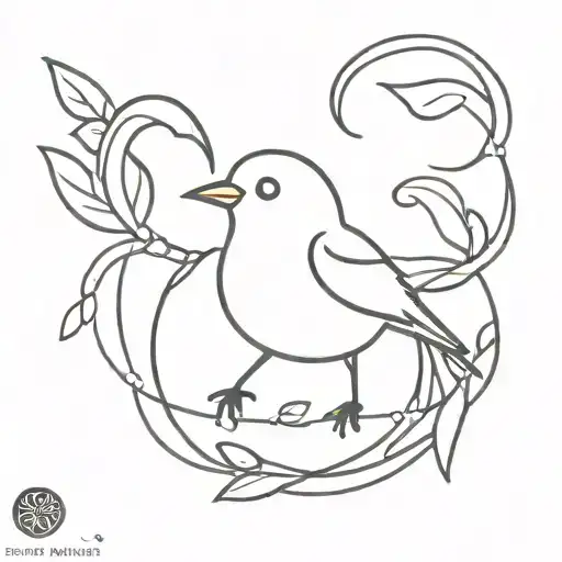 bird with neda symbol intertwined tattoo design idea