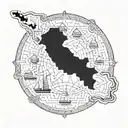 lebanon map outline with جغرافيا in the outline filled tattoo design idea