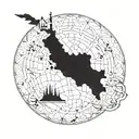 lebanon map outline with جغرافيا in the outline filled tattoo design idea