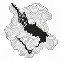 lebanon map outline with جغرافيا in the outline filled tattoo design idea