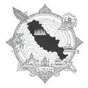 lebanon map outline with جغرافيا in the outline filled tattoo design idea