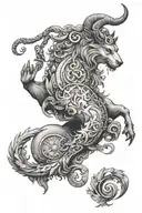 capricorn, aries, libra, sagittarius, leo, bear, gemini. tattoo design idea