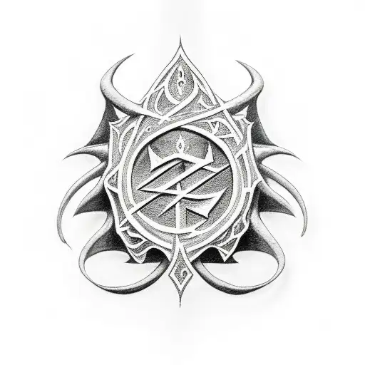 nazgul and runes tattoo design idea