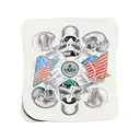 RISK BOARDGAME CARD WITH THE THREE FIGURES, DICES AND THE SKULL OF A T REX PIECE ON SHOULDER tattoo design idea