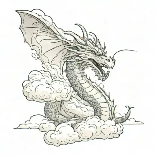 DRAGON IN THE CLOUDS tattoo design idea