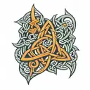 Celtic knotwork inspired by Irish heritage intertwined with utility locator symbols tattoo design idea