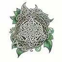 Celtic knotwork inspired by Irish heritage intertwined with utility locator symbols tattoo design idea