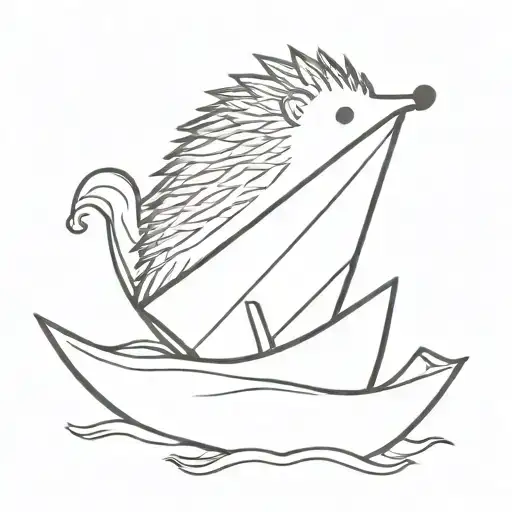 hedgehog on a paper boat, ideally with the boat tattoo design idea