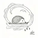 I want a tattoo of a hedgehog on a paper boat, ideally with the boat appearing on the water and the hedgehog clearly on  tattoo design idea