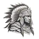 Aztec tribal warrior black and white tattoo design idea