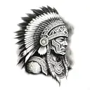 Aztec tribal warrior black and white tattoo design idea