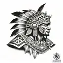 Aztec tribal warrior black and white tattoo design idea