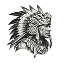 Aztec tribal warrior black and white tattoo design idea