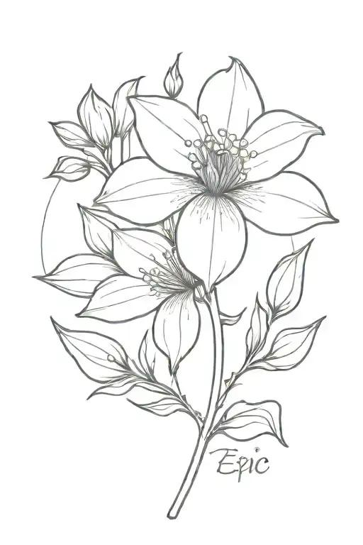 October birth flower with name 'Epic' in the stem tattoo design idea
