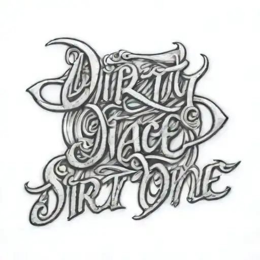 cursive lettering tattoo that reads Dirty One tattoo design idea