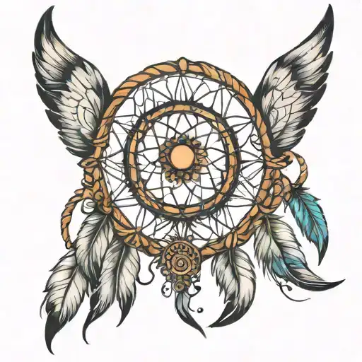 dream catcher with stitch trying to catch tattoo design idea